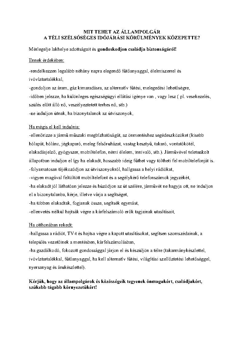 Lakossági Tájékoztatás