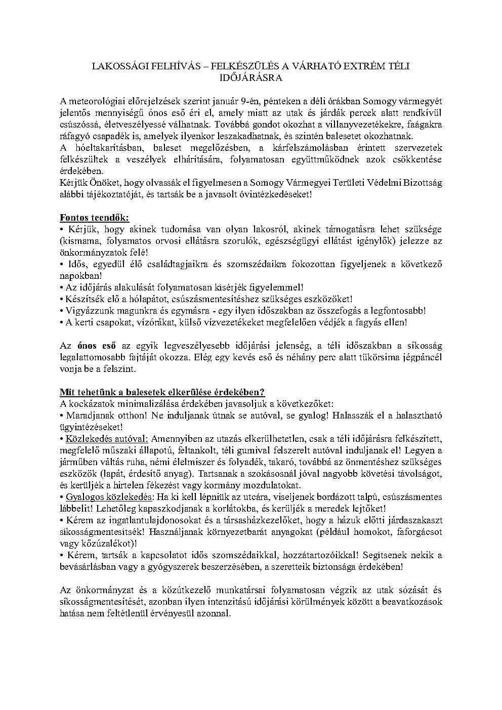 Lakossági Felhívás