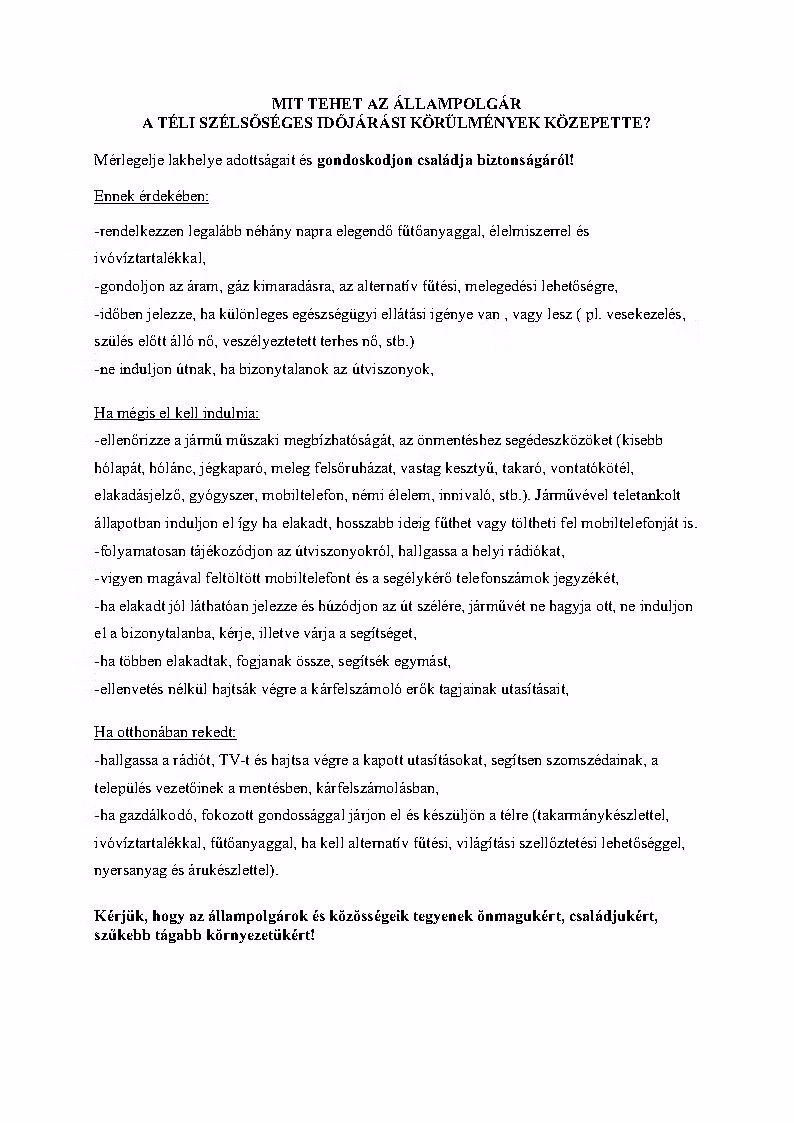 Lakossági Tájékoztatás