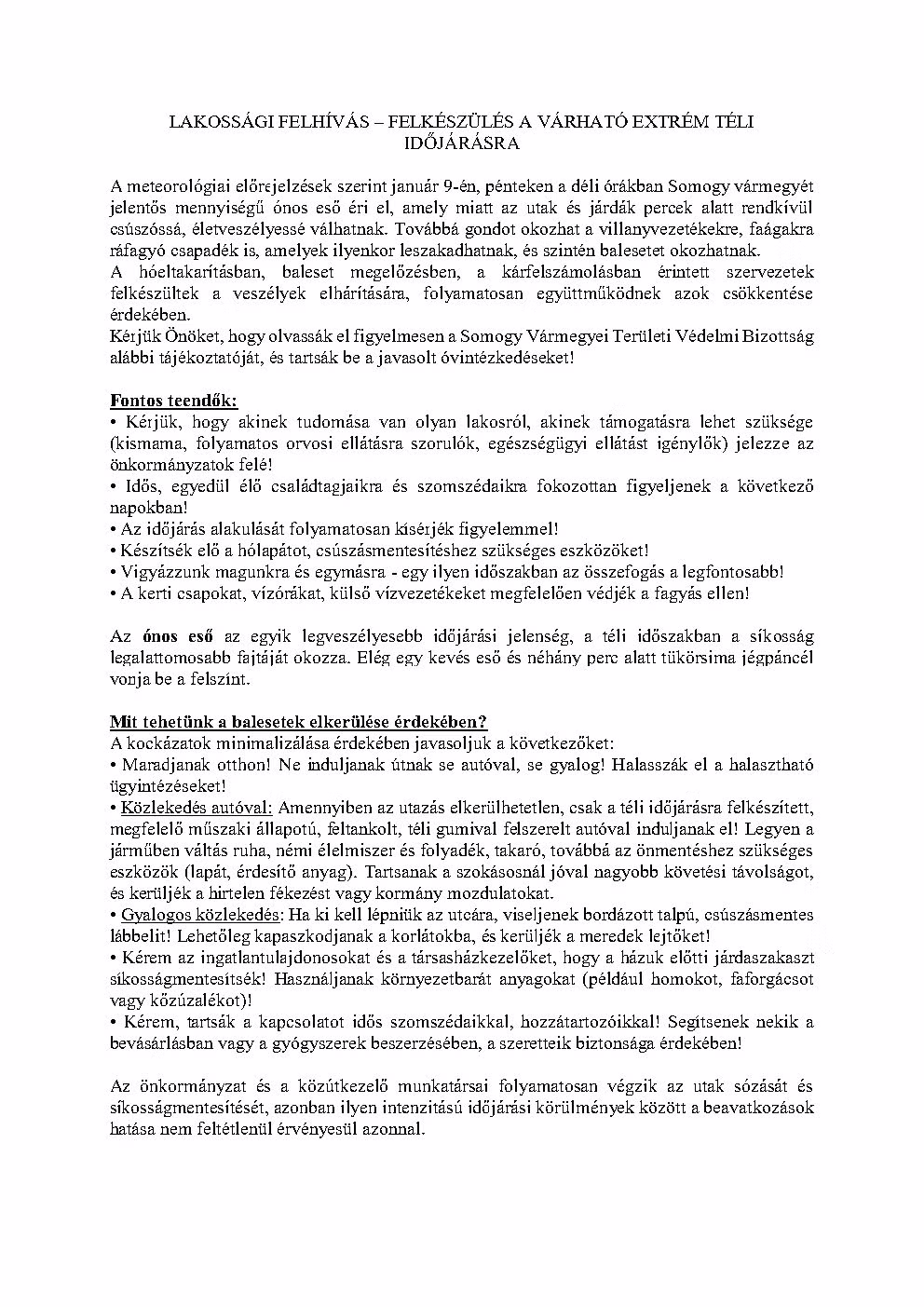 Lakossági Felhívás